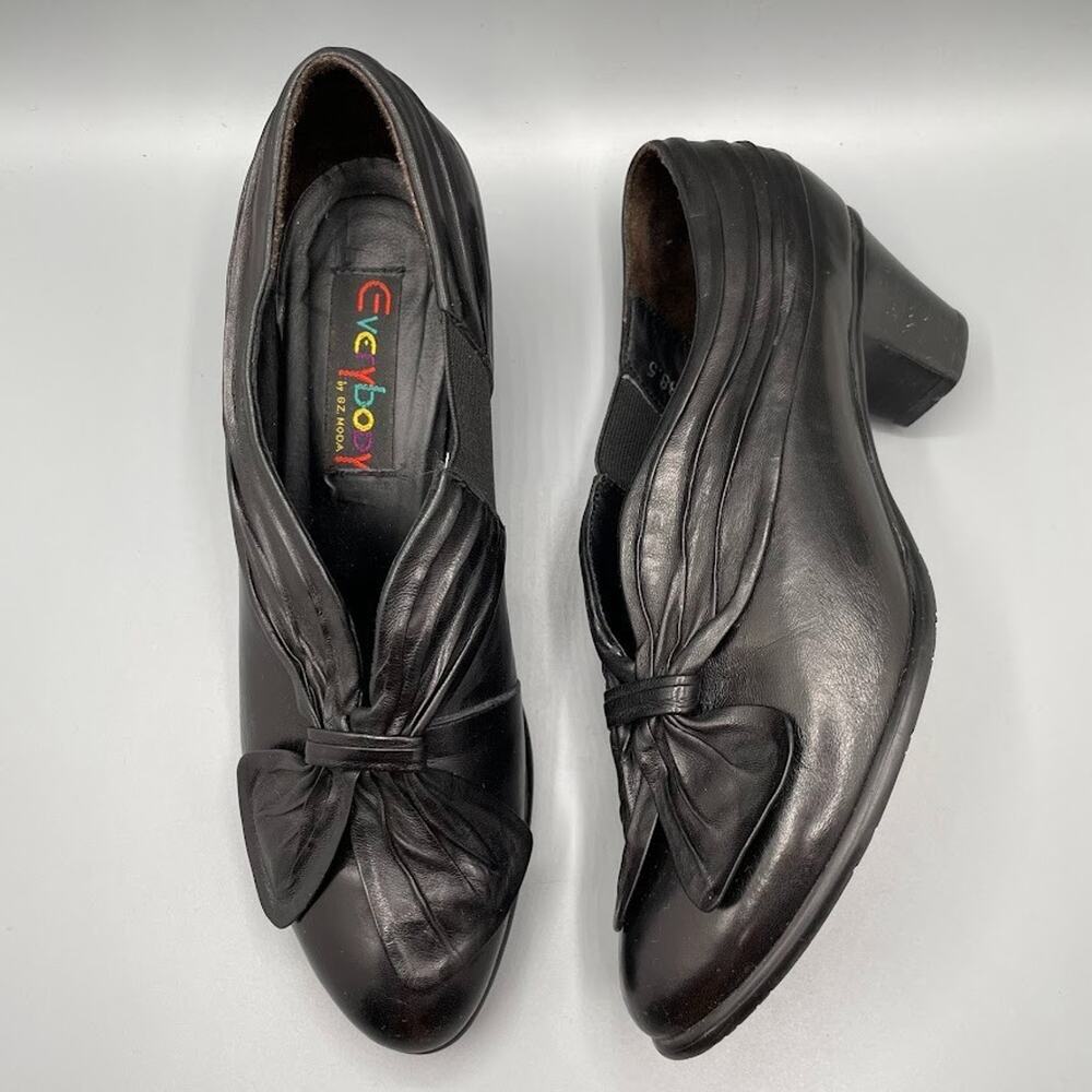 Vintage Everybody by BZ Moda Size EU 38.5 Black Leather Heels Artsy Whimsigoth